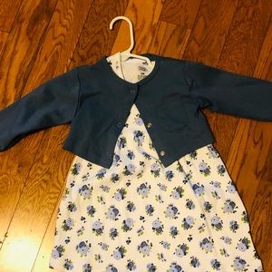 Blue floral dress with cardigan in size 18m